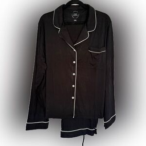 Cozy Earth Bamboo Stretch-Knit Pajama Set Longsleeve Pant Size XXL New Black